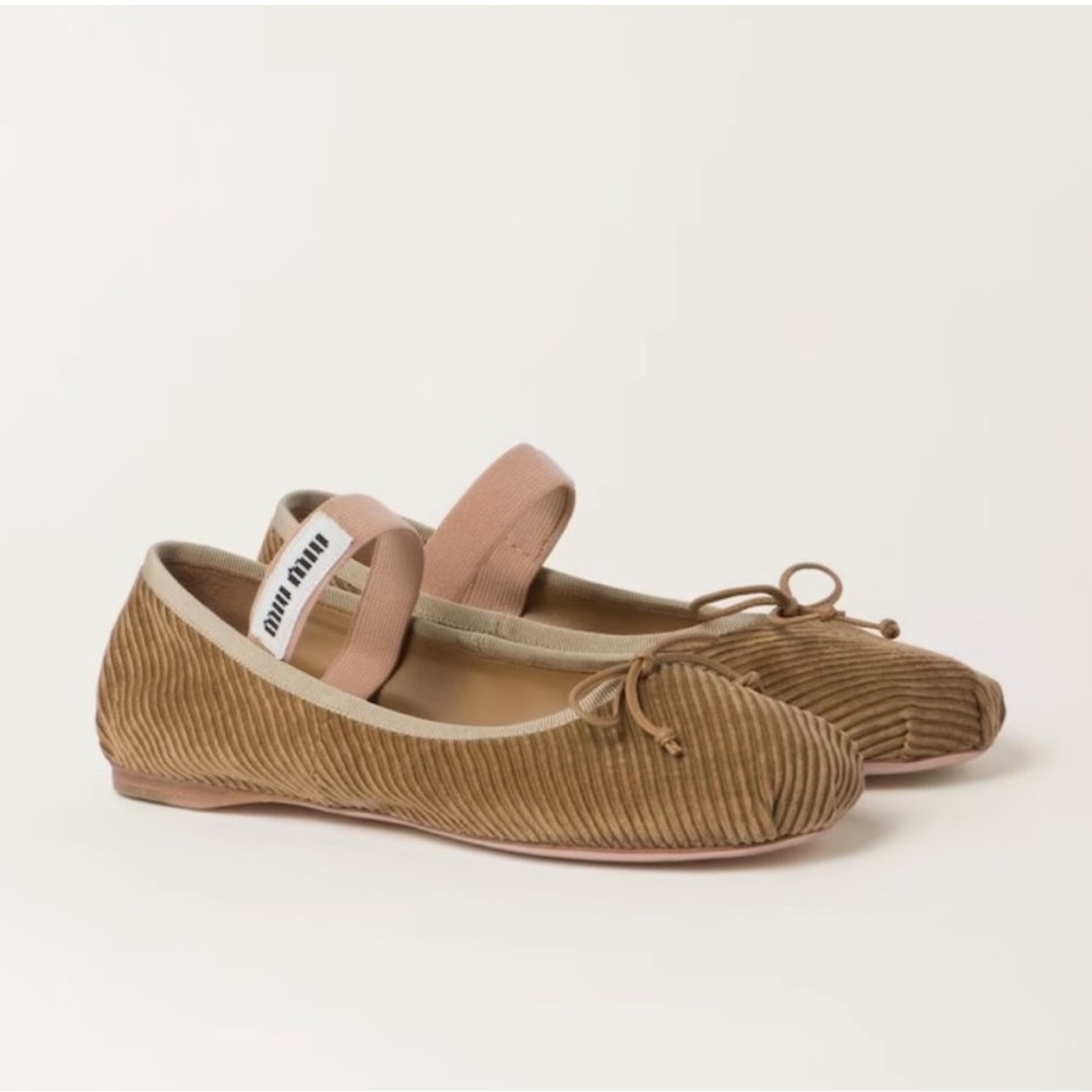 Miu Miu ballet flats corduroy brown NEW 38